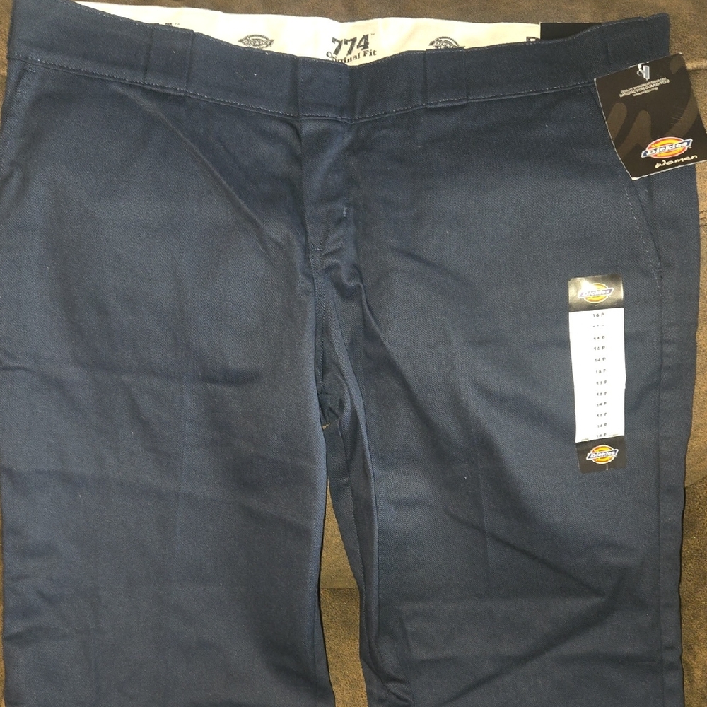 Dickies 774 Original Low Rise Straight Leg Dark Blue Women's Pants Size 14P